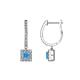 1 - Ilona (3.5mm) Princess Cut Blue Topaz and Round Diamond Halo Dangling Earrings 