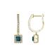1 - Ilona (3.5mm) Princess Cut London Blue Topaz and Round Diamond Halo Dangling Earrings 