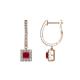 1 - Ilona (3.5mm) Princess Cut Ruby and Round Diamond Halo Dangling Earrings 