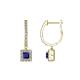 1 - Ilona (3.5mm) Princess Cut Blue Sapphire and Round Diamond Halo Dangling Earrings 