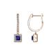 1 - Ilona (3.5mm) Princess Cut Blue Sapphire and Round Diamond Halo Dangling Earrings 