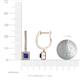 3 - Ilona (3.5mm) Princess Cut Blue Sapphire and Round Diamond Halo Dangling Earrings 