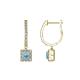 1 - Ilona (3.5mm) Princess Cut Aquamarine and Round Diamond Halo Dangling Earrings 