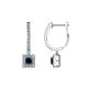 1 - Ilona (3.5mm) Princess Cut Blue Diamond and Round White Diamond Halo Dangling Earrings 