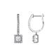 1 - Ilona (3.5mm) Princess Cut White Sapphire and Round Diamond Halo Dangling Earrings 