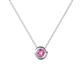 1 - Arela 4.00 mm Round Pink Sapphire Donut Bezel Solitaire Pendant Necklace 