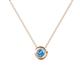 1 - Arela 4.00 mm Round Blue Topaz Donut Bezel Solitaire Pendant Necklace 