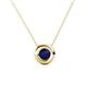 1 - Arela 4.80 mm Round Blue Sapphire Donut Bezel Solitaire Pendant Necklace 