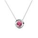 1 - Arela 4.80 mm Round Pink Tourmaline Donut Bezel Solitaire Pendant Necklace 