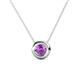 1 - Arela 4.80 mm Round Amethyst Donut Bezel Solitaire Pendant Necklace 