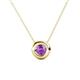 1 - Arela 4.80 mm Round Amethyst Donut Bezel Solitaire Pendant Necklace 