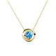 1 - Arela 4.80 mm Round Blue Topaz Donut Bezel Solitaire Pendant Necklace 