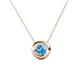 1 - Arela 4.80 mm Round Blue Topaz Donut Bezel Solitaire Pendant Necklace 