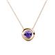 1 - Arela 4.80 mm Round Iolite Donut Bezel Solitaire Pendant Necklace 