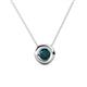 1 - Arela 4.80 mm Round London Blue Topaz Donut Bezel Solitaire Pendant Necklace 