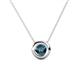 1 - Arela 4.80 mm Round Blue Diamond Donut Bezel Solitaire Pendant Necklace 