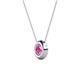 3 - Arela 5.00 mm Round Lab Created Pink Sapphire Donut Bezel Solitaire Pendant Necklace 