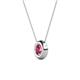 3 - Arela 5.00 mm Round Pink Tourmaline Donut Bezel Solitaire Pendant Necklace 