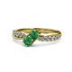 1 - Nicia Emerald with Side Diamonds Bypass Ring 