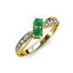 4 - Nicia Emerald with Side Diamonds Bypass Ring 