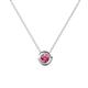 1 - Arela 4.40 mm Round Pink Tourmaline Donut Bezel Solitaire Pendant Necklace 