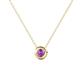 1 - Arela 4.40 mm Round Amethyst Donut Bezel Solitaire Pendant Necklace 