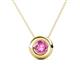 1 - Arela 6.00 mm Round Pink Sapphire Donut Bezel Solitaire Pendant Necklace 