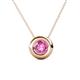 1 - Arela 6.00 mm Round Pink Sapphire Donut Bezel Solitaire Pendant Necklace 