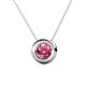 1 - Arela 6.50 mm Round Pink Tourmaline Donut Bezel Solitaire Pendant Necklace 