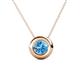 1 - Arela 6.50 mm Round Blue Topaz Donut Bezel Solitaire Pendant Necklace 