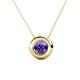 1 - Arela 6.50 mm Round Iolite Donut Bezel Solitaire Pendant Necklace 