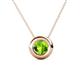 1 - Arela 6.50 mm Round Peridot Donut Bezel Solitaire Pendant Necklace 