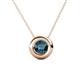 1 - Arela 6.50 mm Round Blue Diamond Donut Bezel Solitaire Pendant Necklace 