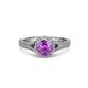 3 - Levana Signature Amethyst and Diamond Halo Engagement Ring 