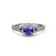 3 - Levana Signature Diamond and Iolite Halo Engagement Ring 