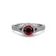 3 - Levana Signature Red Garnet and Diamond Halo Engagement Ring 