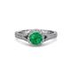 3 - Levana Signature Emerald and Diamond Halo Engagement Ring 