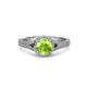 3 - Levana Signature Peridot and Diamond Halo Engagement Ring 