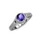 4 - Levana Signature Diamond and Iolite Halo Engagement Ring 