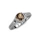 4 - Levana Signature Smoky Quartz and Diamond Halo Engagement Ring 