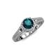 4 - Levana Signature London Blue Topaz and Diamond Halo Engagement Ring 