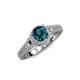 4 - Levana Signature Blue and White Diamond Halo Engagement Ring 