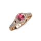 4 - Levana Signature Rhodolite Garnet and Diamond Halo Engagement Ring 