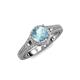 4 - Levana Signature Aquamarine and Diamond Halo Engagement Ring 