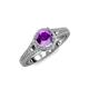 4 - Levana Signature Amethyst and Diamond Halo Engagement Ring 