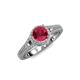 4 - Levana Signature Ruby and Diamond Halo Engagement Ring 