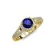 4 - Levana Signature Blue Sapphire and Diamond Halo Engagement Ring 