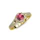 4 - Levana Signature Rhodolite Garnet and Diamond Halo Engagement Ring 
