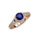 4 - Levana Signature Blue Sapphire and Diamond Halo Engagement Ring 