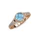 4 - Levana Signature Blue Topaz and Diamond Halo Engagement Ring 